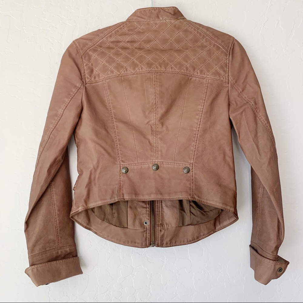 Anthropologie Hei Hei Vegan Leather Bomber Moto Jacket XXSmall - Picture 5 of 16